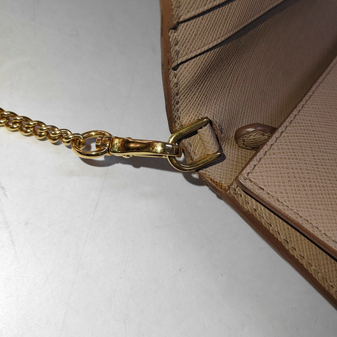 PRADA Khaki Calfskin Crossgrain Crossbody Bag Single Shoulder Bag Golden hardware Removable shoulder strap-(SKU)-941086582