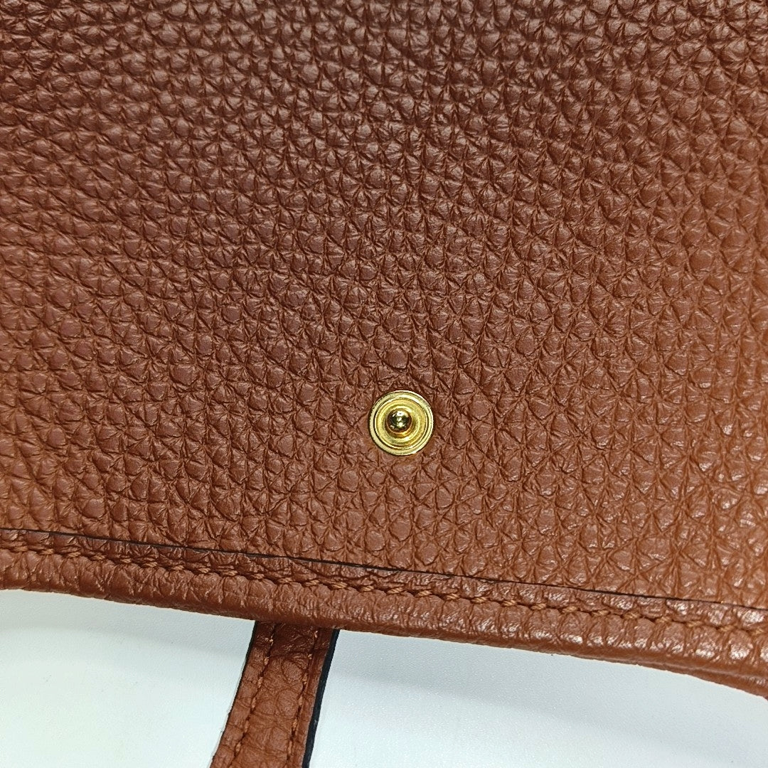 HERMÈS Evelyne TPM Pumpkin Color Clemence Leather Cutout Evelyne Shoulder Bag Golden Hardware U Engraved Removable Shoulder Strap Complete Accessories-(SKU)-968679706