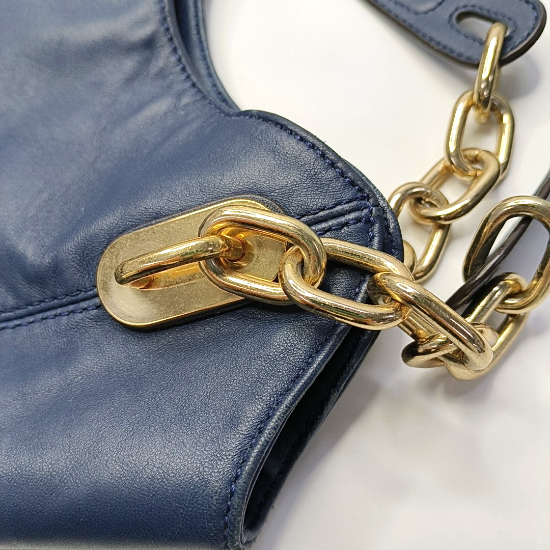 MICHAEL KORS Dark Blue Cowhide Single Shoulder Bag Handbag Golden hardware-(SKU)-928999940