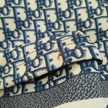 DIOR Diortravel Beige Canvas Monogrammed Jacquard Double Shoulder Bag Black Hardware-(SKU)-968853955