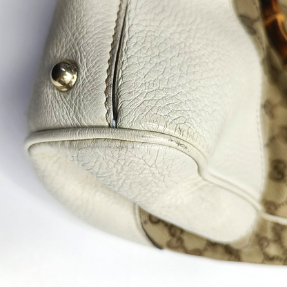 GUCCI Bamboo 1947 Brown canvas monogram bamboo bag handbag Golden hardware-(SKU)-957532877