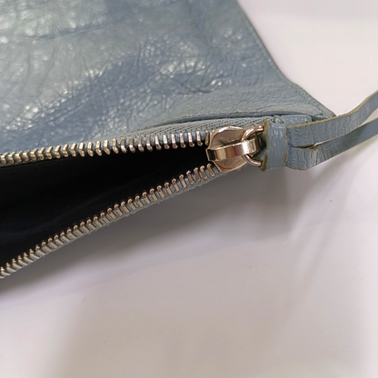 BALENCIAGA Classic City Light blue sheepskin studded biker bag, handbag Silver Hardware-(SKU)-960786182