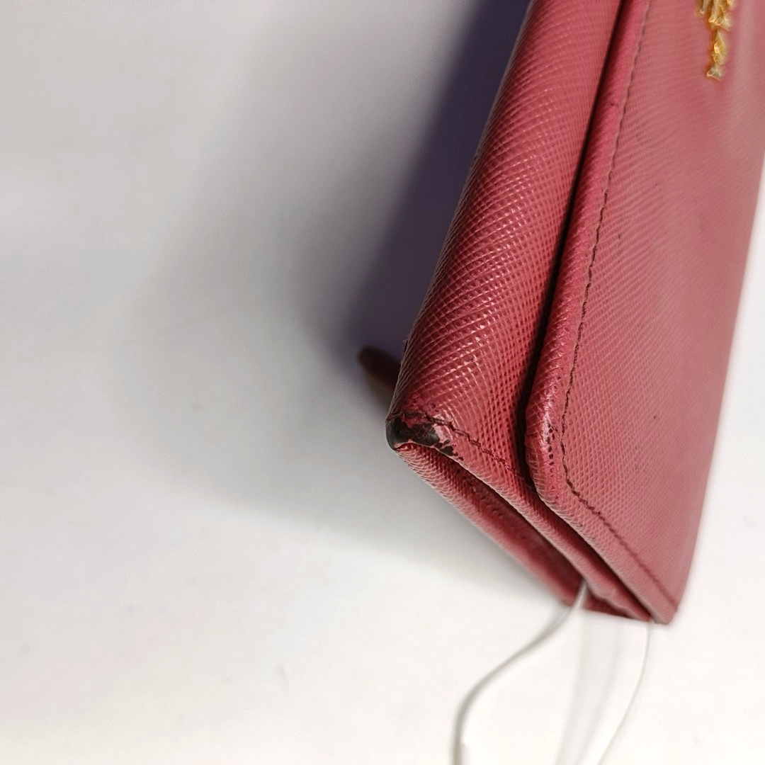 PRADA Pink cowhide cross-grain wallet Golden hardware-(SKU)-955720758