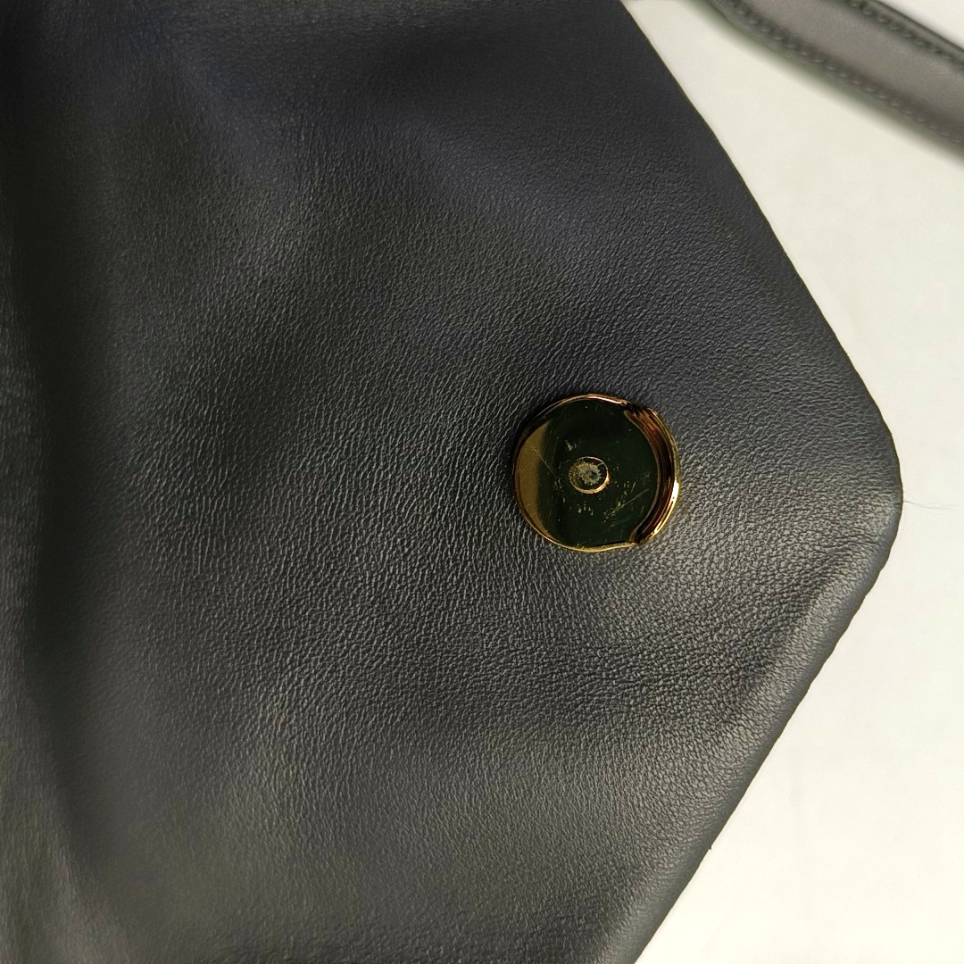 YSL PUFFER Mini Dark Gray Lamb Leather Quilted V Envelope Bag Single Shoulder Bag and Crossbody with Gold Hardware-(SKU)-955986894