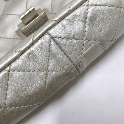 CHANEL 2.55 Silver Sheepskin Quilted Crossbody Shoulder Bag Silver Hardware 12 Flap-(SKU)-941216566
