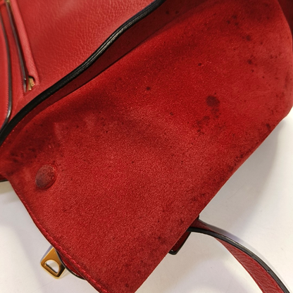 CELINE TRAPEZE Medium size Red Cowhide Swing Bag Single Shoulder Bag Handbag Golden hardware Removable shoulder strap-(SKU)-950729594