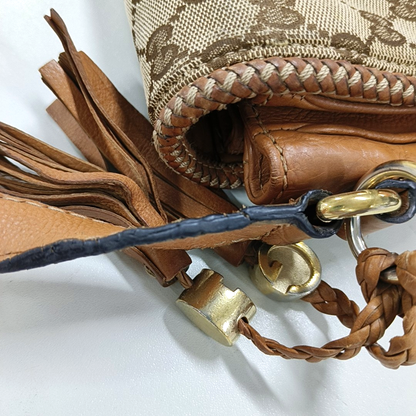 GUCCI Trunk Brown Canvas Old Flower Single Shoulder Bag Tote Bag Golden hardware-(SKU)-13447280