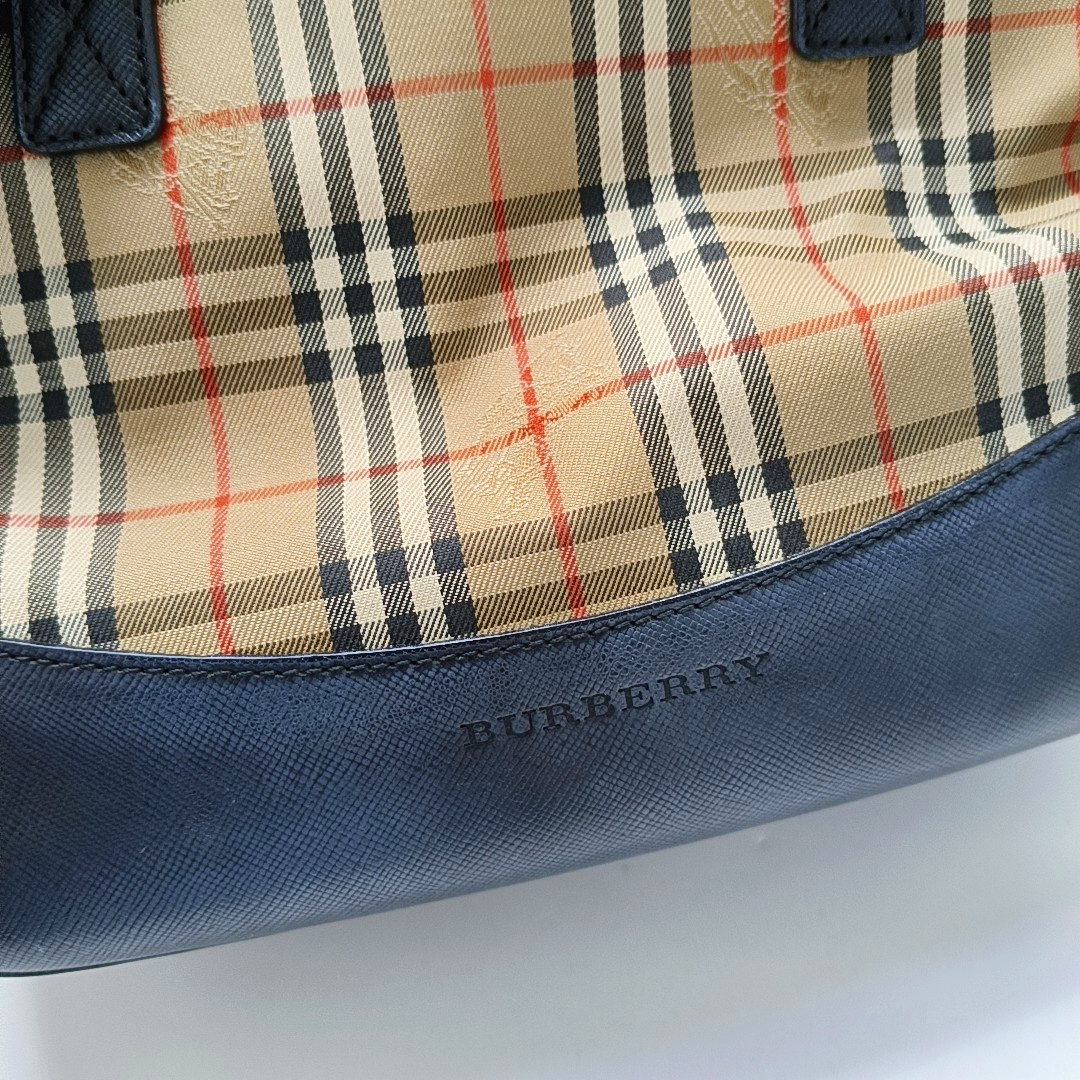 BURBERRY HaymarketBrown Canvas Warhorse Plaid Tote Bag-(SKU)-952477003