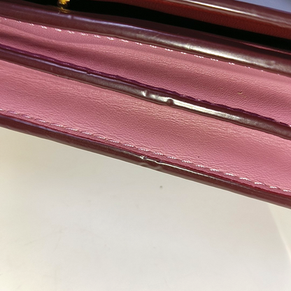 COACH CALLIE Small size Fuchsia Leather Carriage Single Shoulder Bag with Sling Golden hardware Removable shoulder strap-(SKU)-938185737