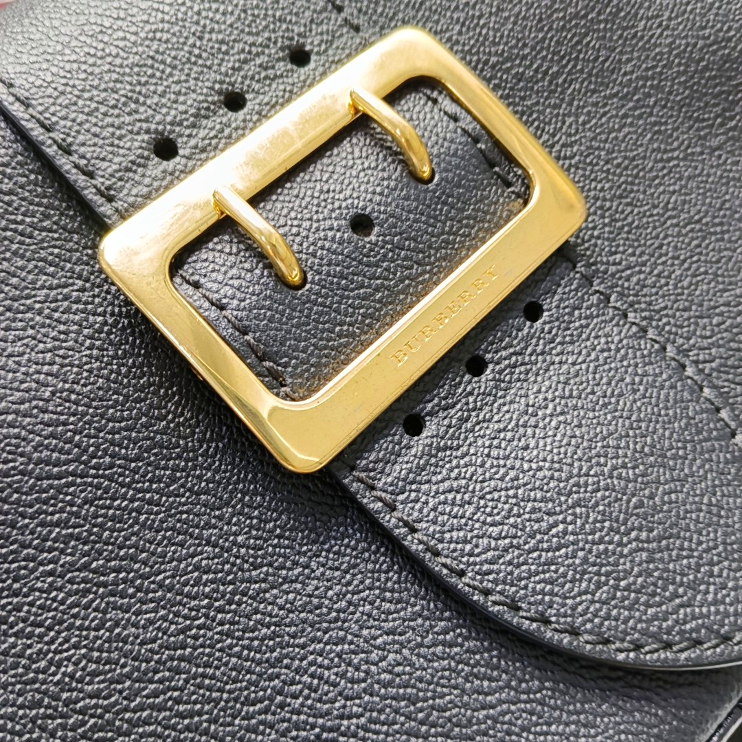 BURBERRY Buckle Black Cowhide Single Shoulder Bag Crossbody Bag Golden hardware-(SKU)-955784858