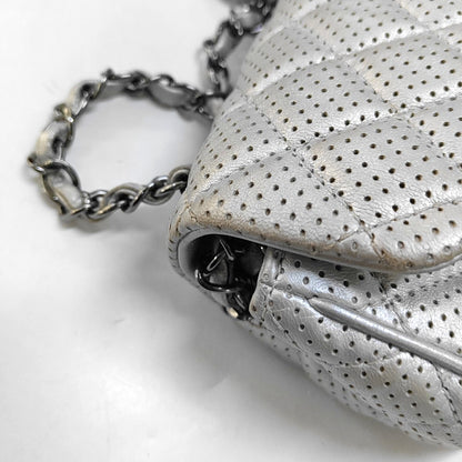 CHANEL CLASSIC FLAP Mini Silver Lamb Skin Quilted Square Crossbody Shoulder Bag Silver Hardware 19 Clasp-(SKU)-968090847