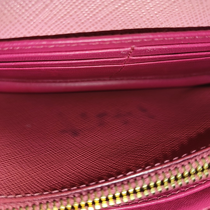 PRADA Pink cowhide cross-grain shoulder bag/handbag/crossbody bag Golden hardware Removable shoulder strap-(SKU)-960391827