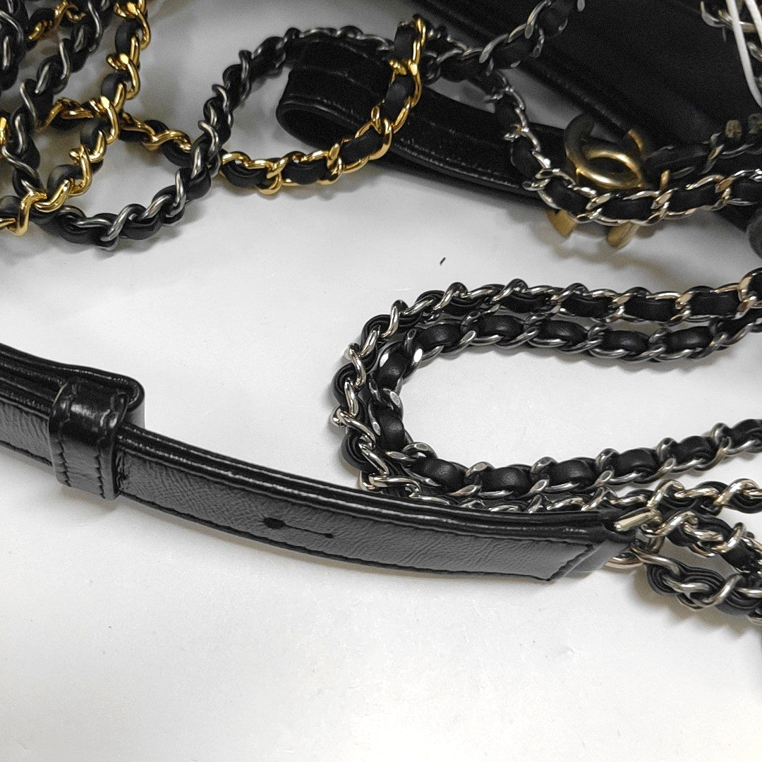 CHANEL GABRIELLE Small Dark Blue Quilted Leather Hobo Shoulder Bag Crossbody Bag Tote with Detachable Strap-(SKU)-966423917