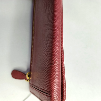 PRADA Pink cowhide cross-grain wallet Golden hardware-(SKU)-955720758