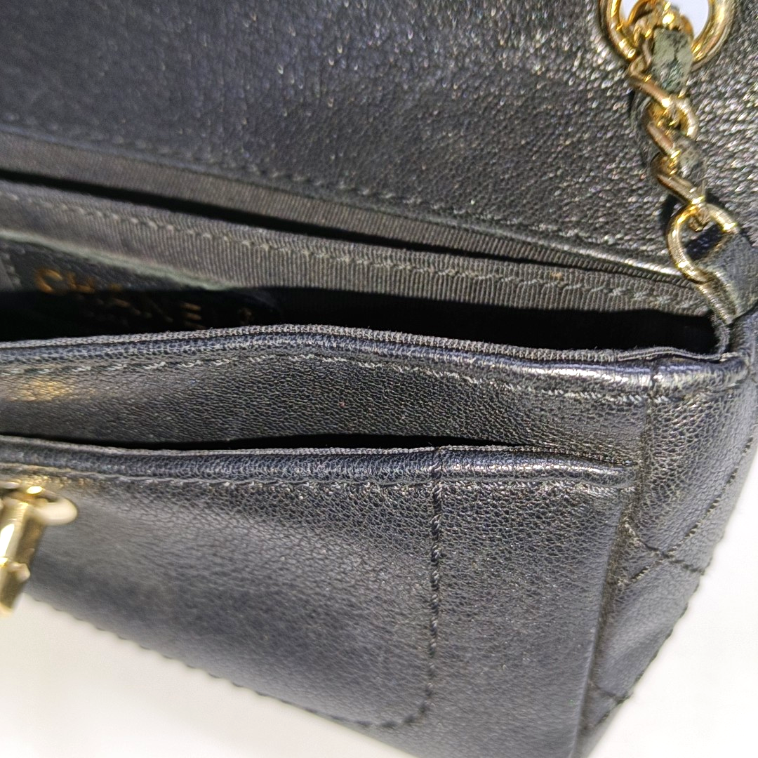 CHANEL NOW AND FOREVER Black Lamb Skin Quilted Crossbody, Shoulder Bag with Golden Hardware 27 Clasp-(SKU)-14471021