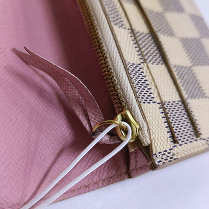 LOUIS VUITTON EMILIE White Coated Canvas Checkered Wallet Golden hardware-(SKU)-954698850