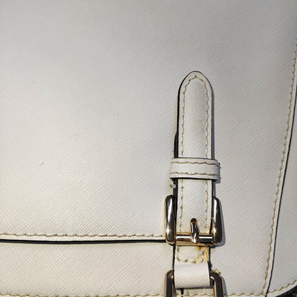 MICHAEL KORS Tote bag White Leather Patchwork Inset Crossbody Single Shoulder Bag Handbag Golden hardware Removable shoulder strap-(SKU)-932783856