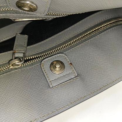 PRADA Tote bag Gray Cowhide Crosshatch Pattern Handbag, Single Shoulder Bag, Crossbody Ruthenium color hardware-(SKU)-951947159