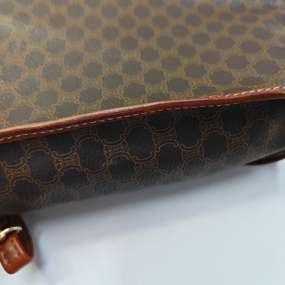 CELINE Brown Coated Canvas Triumph Clutch Golden hardware-(SKU)-946249949
