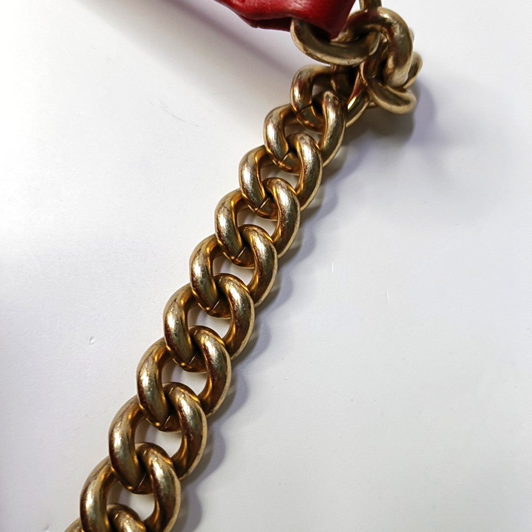 CHANEL BOY CHANEL Medium Size Red Lamb Calfskin Quilted Chevron Single Shoulder Bag Crossbody Bag Gold Hardware 23 Clasp Removable Shoulder Strap-(SKU)-964494003