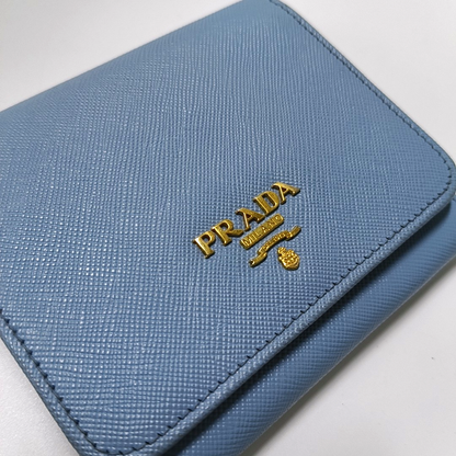 PRADA Small size Blue Leather Wallet-(SKU)-946563972