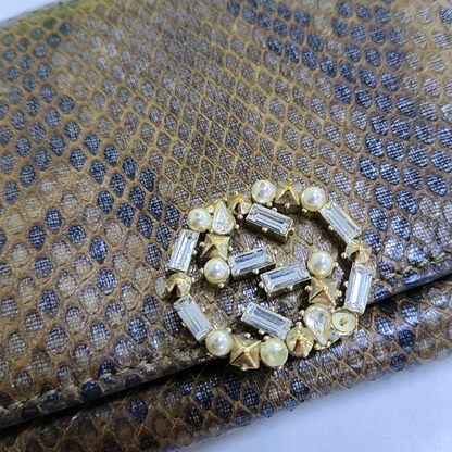 GUCCI Queen Margaret Brown Snake Leather Embossed Wallet Golden hardware-(SKU)-958381527