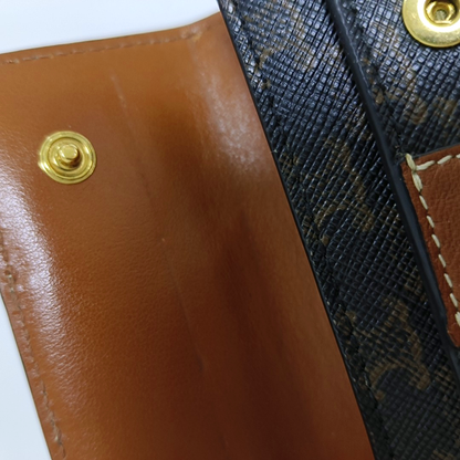 CELINE Brown Coated Canvas Triumph Wallet Golden hardware-(SKU)-939788660