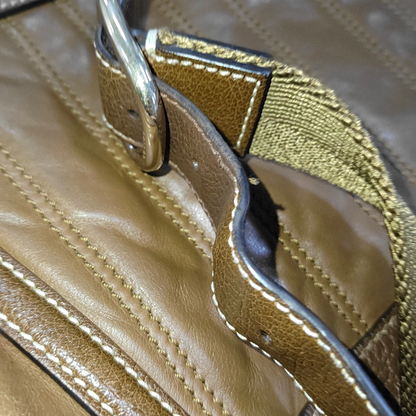 CELINE BOOGIE Brown Leather Quilted Single Shoulder Bag Crossbody Golden hardware-(SKU)-14448412