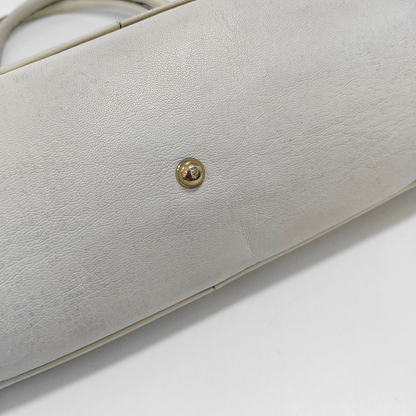 GUCCI Tote bag White leather bamboo harness buckle single shoulder bag handbag Golden hardware-(SKU)-957008402