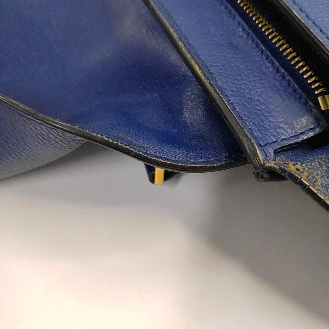 CELINE TRAPEZE Medium size Dark Blue Cowhide Swing Bag Single Shoulder Bag Handbag Golden hardware Removable shoulder strap-(SKU)-955832797