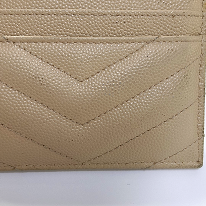 YSL MONOGRAM 米色牛皮绗缝V纹卡包 Golden hardware-(SKU)-960710040
