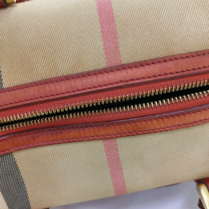 BURBERRY Alchester Red Canvas Handbag Golden hardware-(SKU)-959788155