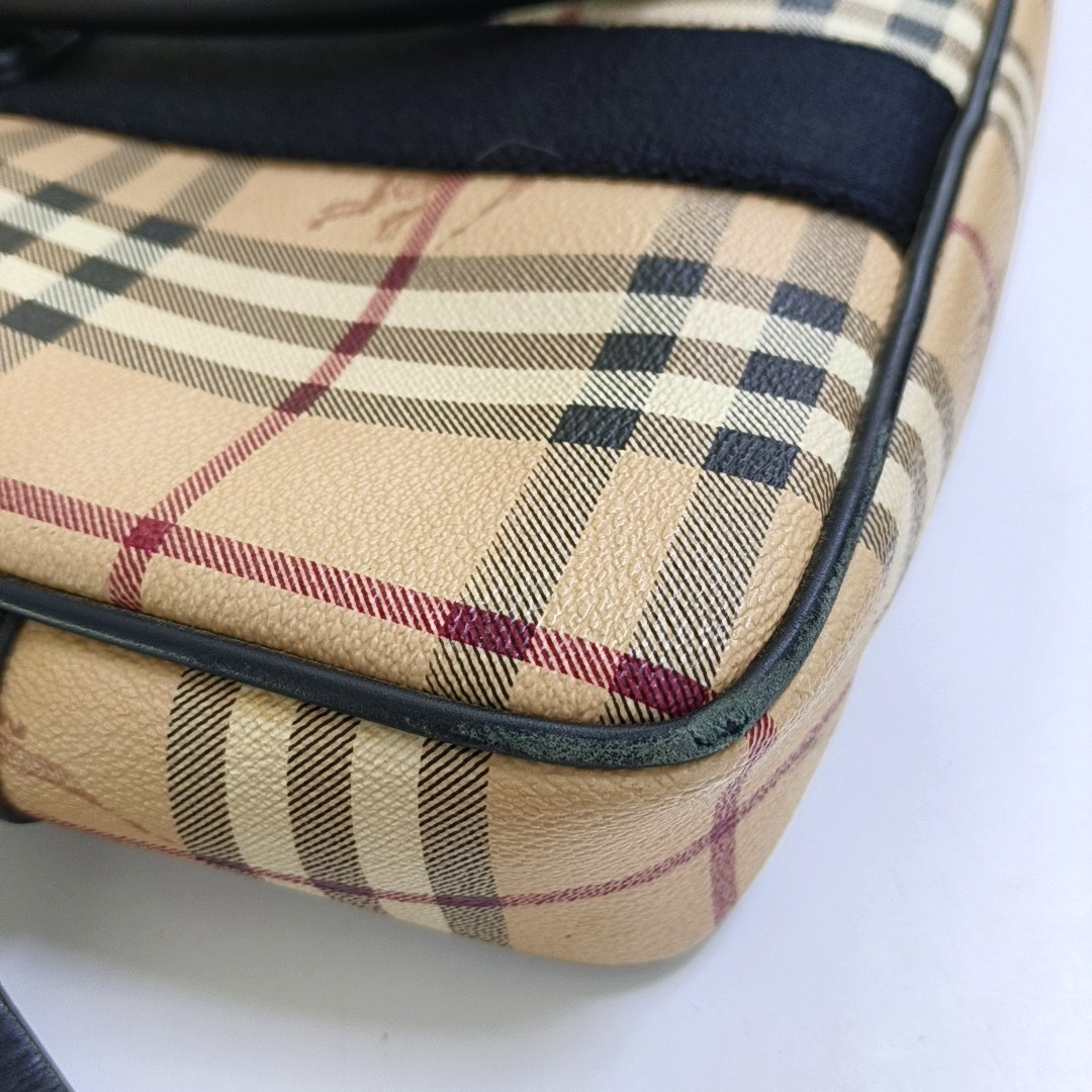 BURBERRY Multicolor Coated Canvas Battle Horse Plaid Handbag Black hardware-(SKU)-947581413