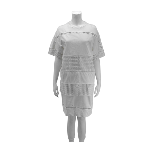 Chloé Mcode Summer white cotton ladies short-sleeved mid-length dress-(SKU)-935763972