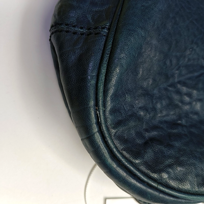 CELINE Dark blue cowhide shoulder bag Silver Hardware-(SKU)-945570761