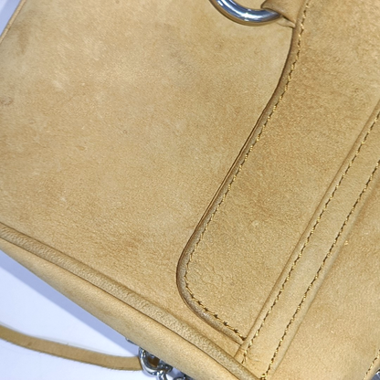 REBECCA MINKOFF M.A.C. Mustard Yellow Leather Fringe Single Shoulder Crossbody Silver Hardware Removable shoulder strap-(SKU)-935255917
