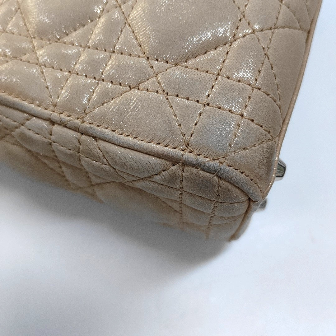 DIOR Lady Dior Mini Khaki Lamb Skin Cannage Quilted Hobo Shoulder Bag Handbag Crossbody Bag 18 Clasp Silver Hardware Removable Shoulder Strap-(SKU)-967132120