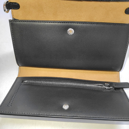 MCM Black Coated Canvas Monogram Crossbody Bag Single Shoulder Bag Silver Hardware Removable shoulder strap-(SKU)-941692288