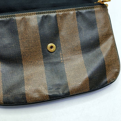 FENDI Pequin Brown Coated Canvas Relief Single Shoulder Bag Crossbody Bag Golden hardware-(SKU)-943935184