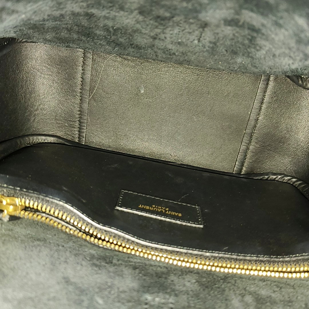 YSL LE 5 À 7 Black Leather Single Shoulder Bag with Gold Hardware-(SKU)-964076452