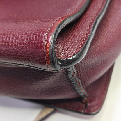 BURBERRY Macken Small size Burgundy Cowhide Single Shoulder Bag Crossbody Bag Silver Hardware Removable shoulder strap-(SKU)-947140810