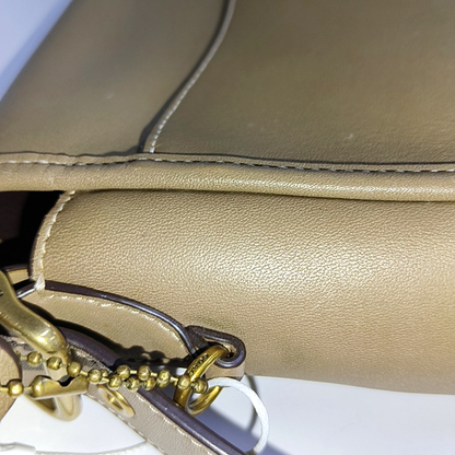 COACH RAMBLER Elephant Gray Calfskin Leather Crossbody Bag Golden hardware Removable shoulder strap-(SKU)-933856249