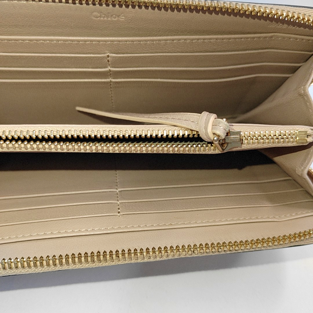 Chloé Baylee Nude Pink Cow Leather Wallet Golden hardware-(SKU)-954587159