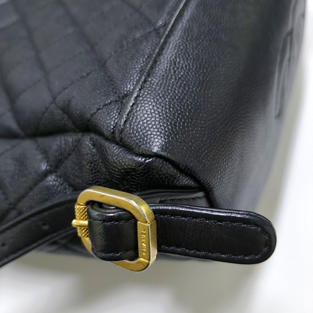 CHANEL FILIGREE black grained leather quilted shoulder bag, crossbody bag, handbag with gold hardware and 25 chain links-(SKU)-964770132