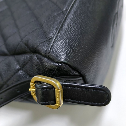 CHANEL FILIGREE black grained leather quilted shoulder bag, crossbody bag, handbag with gold hardware and 25 chain links-(SKU)-964770132