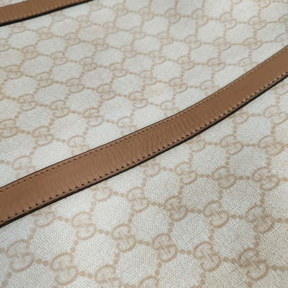 GUCCI Shima Tote Beige Coated Canvas Monogrammed Printed Single Shoulder Bag Handbag Golden hardware-(SKU)-947608449