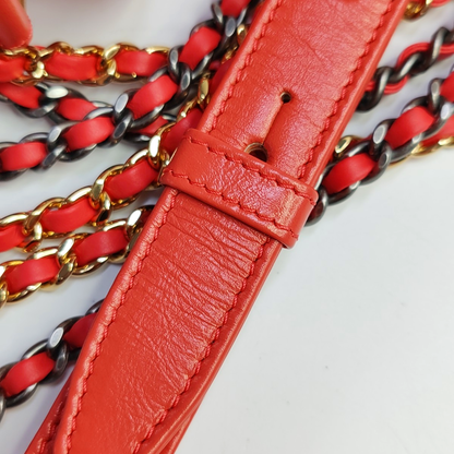 CHANEL GABRIELLE Medium Orange Calfskin Quilted Pattern Gabby Bag Crossbody Shoulder Bag Sling Bag Gold Silver Ruthenium Hardware 27 Clasp Removable Strap-(SKU)-945856539