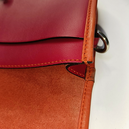 LOEWE Fuchsia Cowhide Single Shoulder Bag Crossbody Silver Hardware Removable shoulder strap-(SKU)-945199210