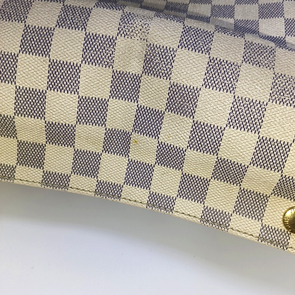 LOUIS VUITTON NAVIGLIO White Coated Canvas Chessboard Plaid Single Shoulder Bag Tote Crossbody Golden hardware-(SKU)-946272112