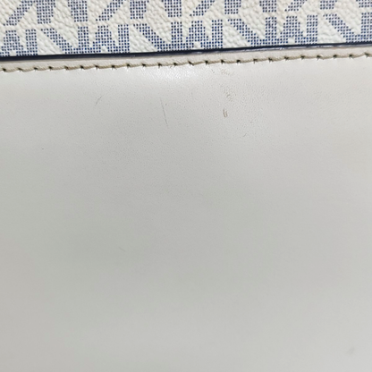 MICHAEL KORS Sloan Editor Blue Coated Canvas Monogrammed Crossbody Bag with Shoulder Strap and Handbag Golden hardware Removable shoulder strap-(SKU)-951791936